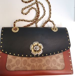 Coach bag Parker With Rivets And Snakeskin Detail